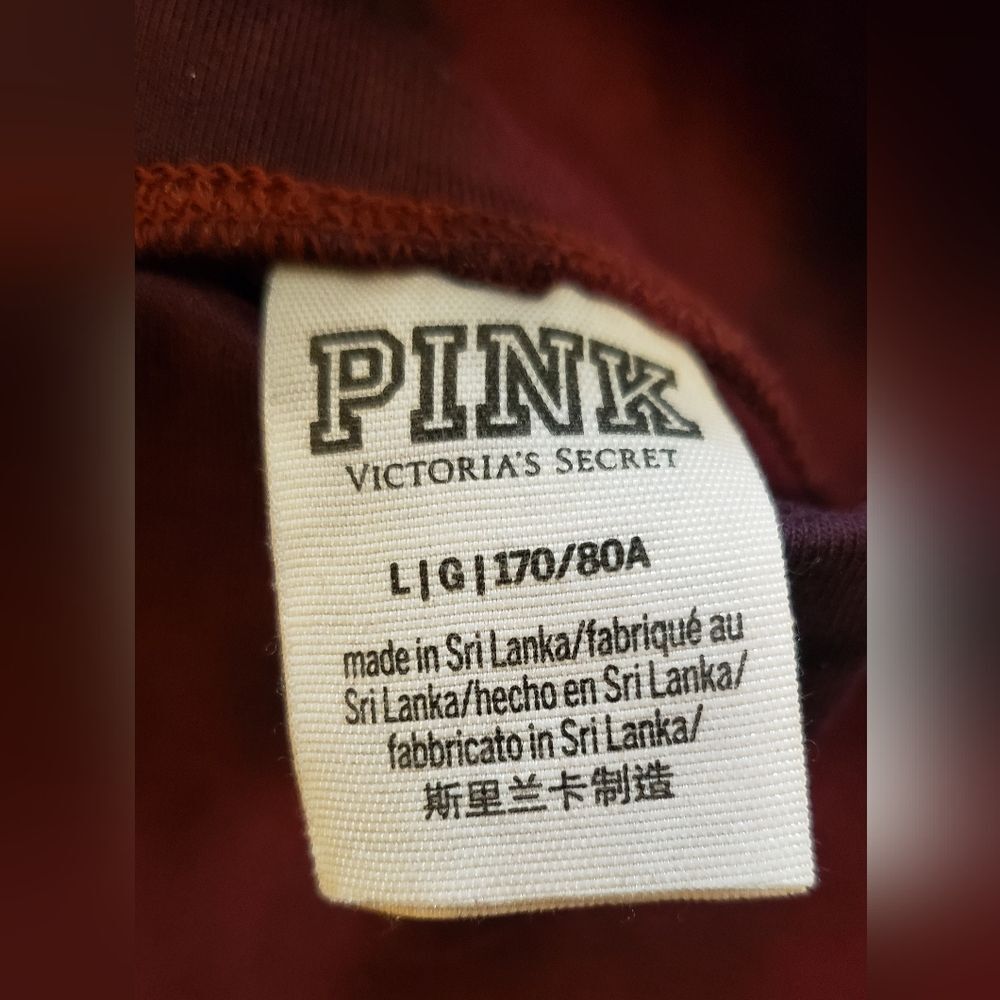 PINK Victoria’s Secret Large Maroon Tie Dye High Rise Cotton Yoga  Logo Leggings - Picture 5 of 11